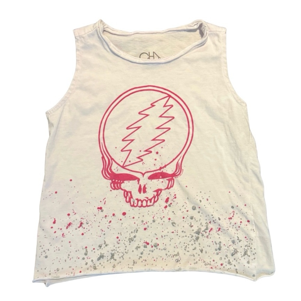 Chaser girls Grateful Dead pink & silver splatter tank sz 7 excellent condition